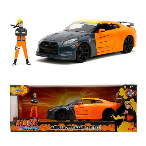 Image of Naruto - Nissan GT-R R35 (2009) 1:24 Scale with Naruto Figure Hollywood Rides Diecast Vehicle