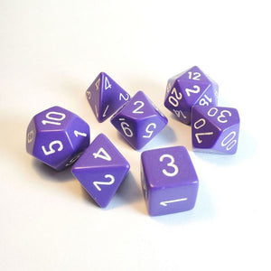 Opaque Polyhedral Purple/white 7-Die Set